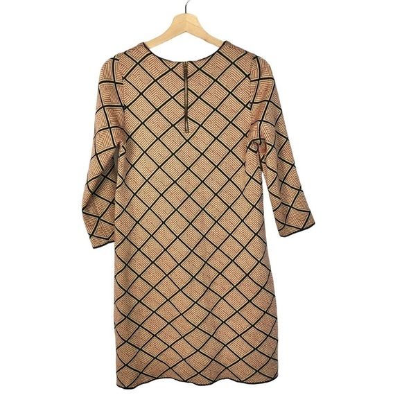Zara Brown Geometric Printed Long Sleeve Mini Dress M - Picture 2 of 4